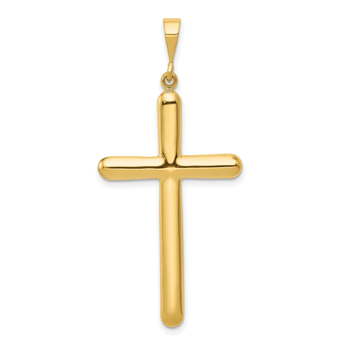 10k Yellow Gold Cross Pendant with Rounded Edges and Polished Finish for Men and Women