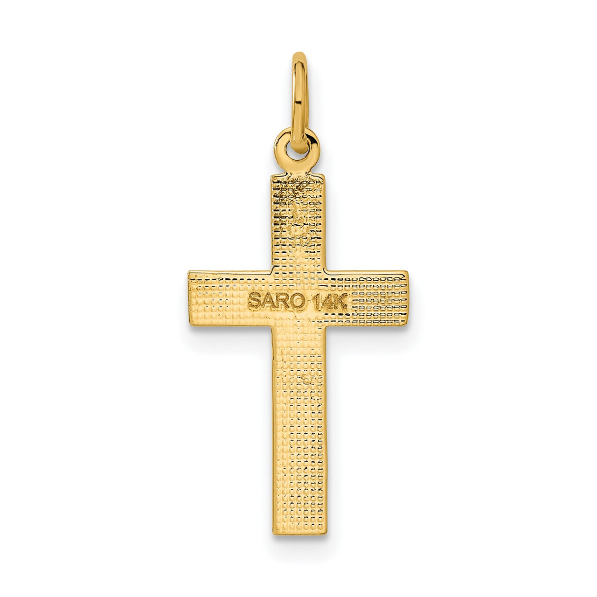 10k Yellow Gold Cross Pendant with Polished Diamond Cut and Satin Finish Design