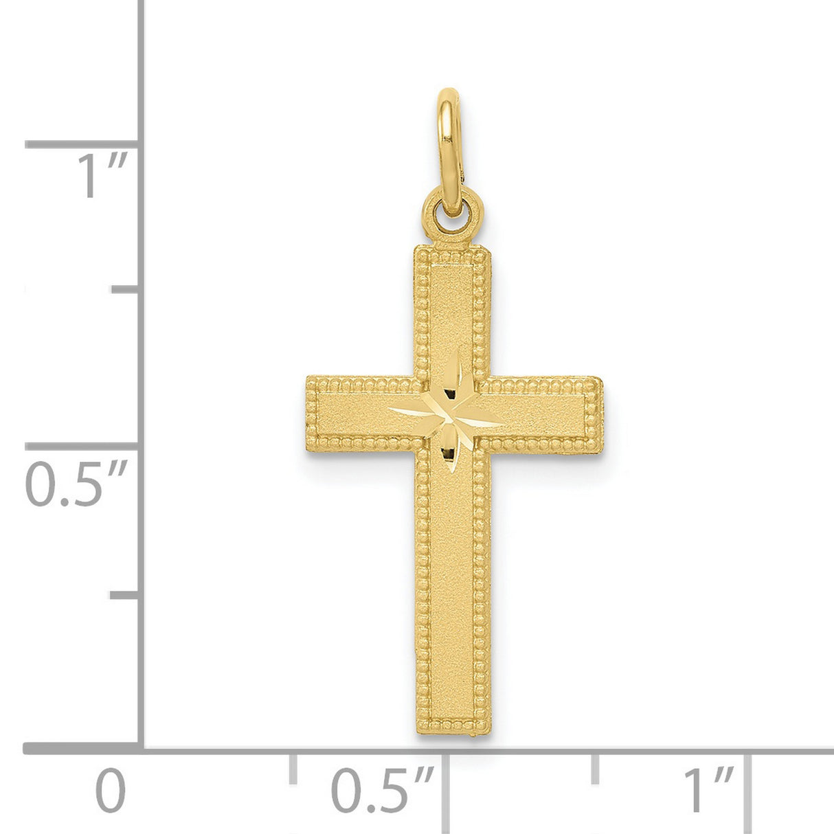 10k Yellow Gold Cross Pendant with Polished Diamond Cut and Satin Finish Design