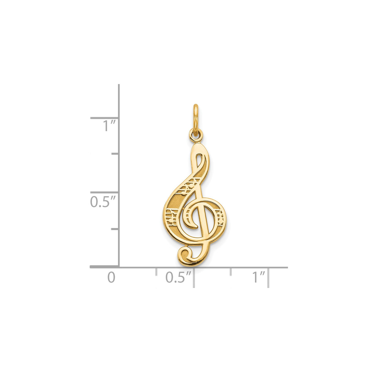 10k Yellow Gold Treble Clef Music Pendant, Staff Lines, Musical Symbol Jewelry for Women or Unisex