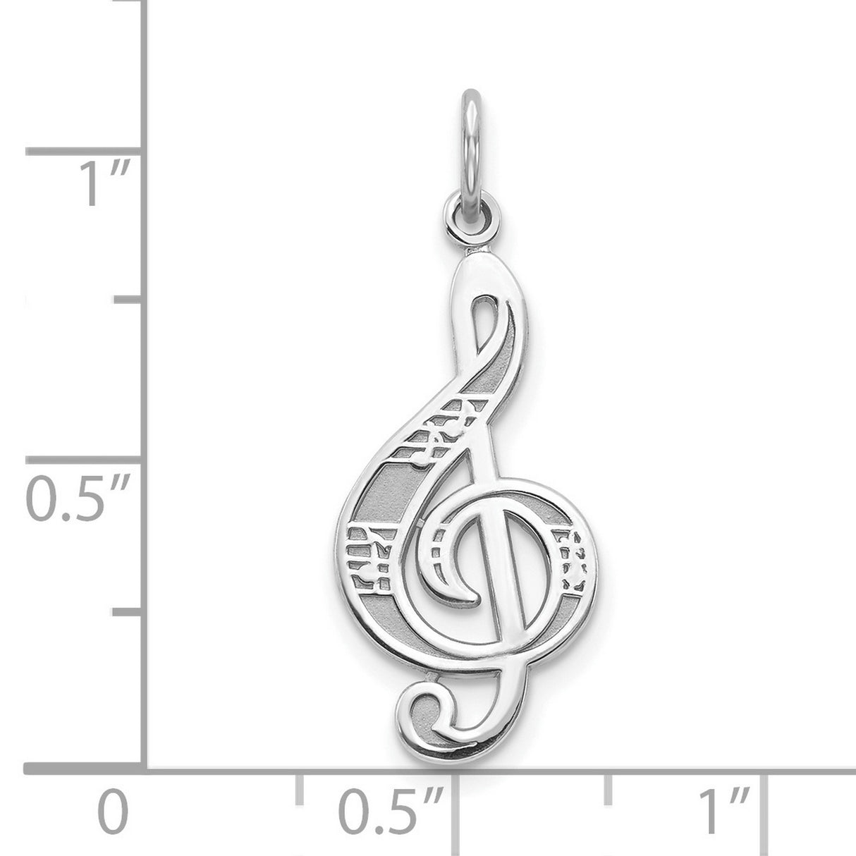10k White Gold Treble Clef Pendant with Cutout Sheet Music Design for Women or Unisex