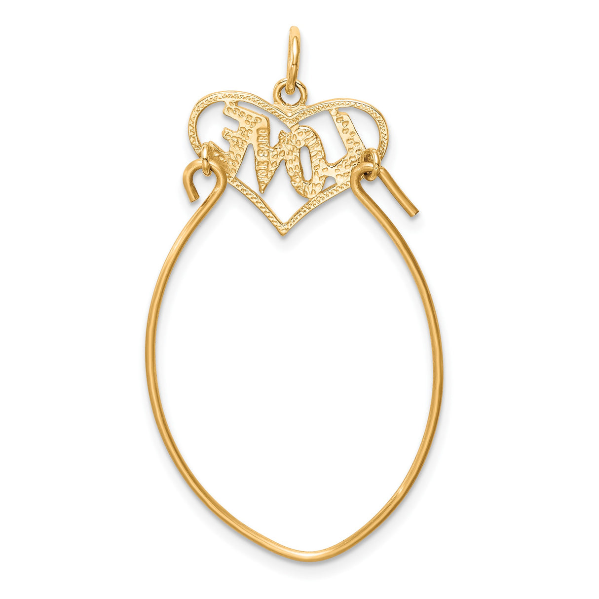 10k Yellow Gold Heart Pendant with Love Lettering, Romantic Jewelry for Women