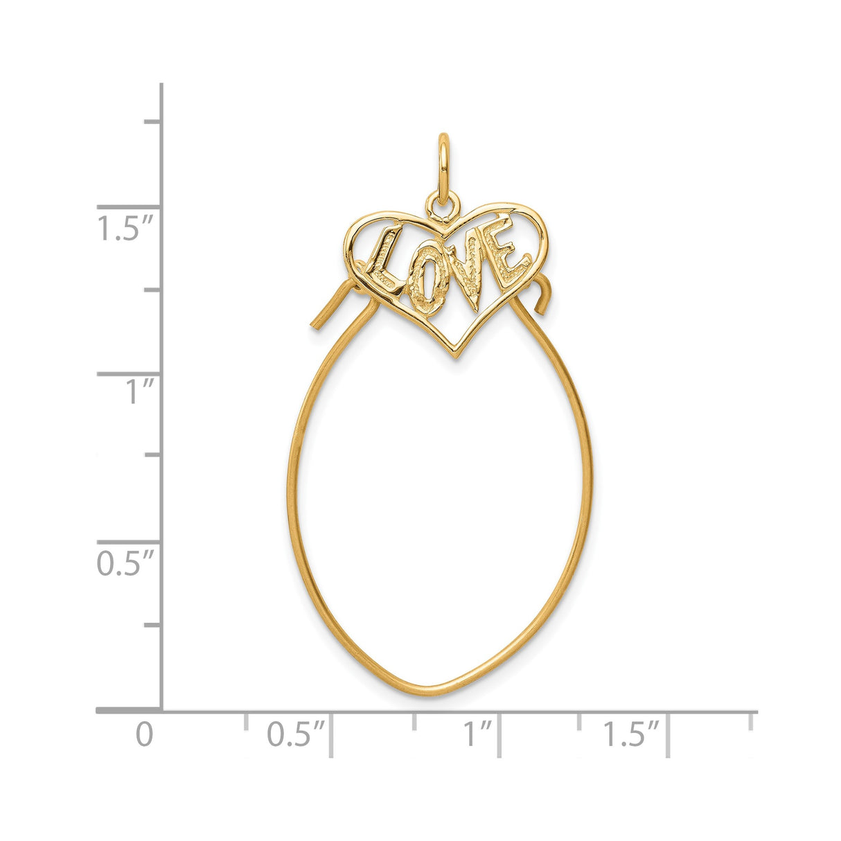 10k Yellow Gold Heart Pendant with Love Lettering, Romantic Jewelry for Women