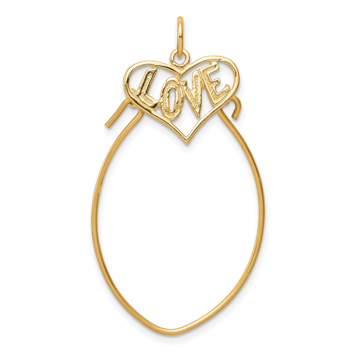 10k Yellow Gold Heart Pendant with Love Lettering, Romantic Jewelry for Women