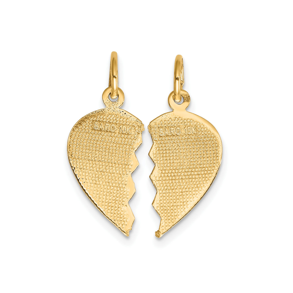 10k Yellow Gold Heart Pendant, Two Piece Break Apart Design, Friendship Charm for Women or Unisex