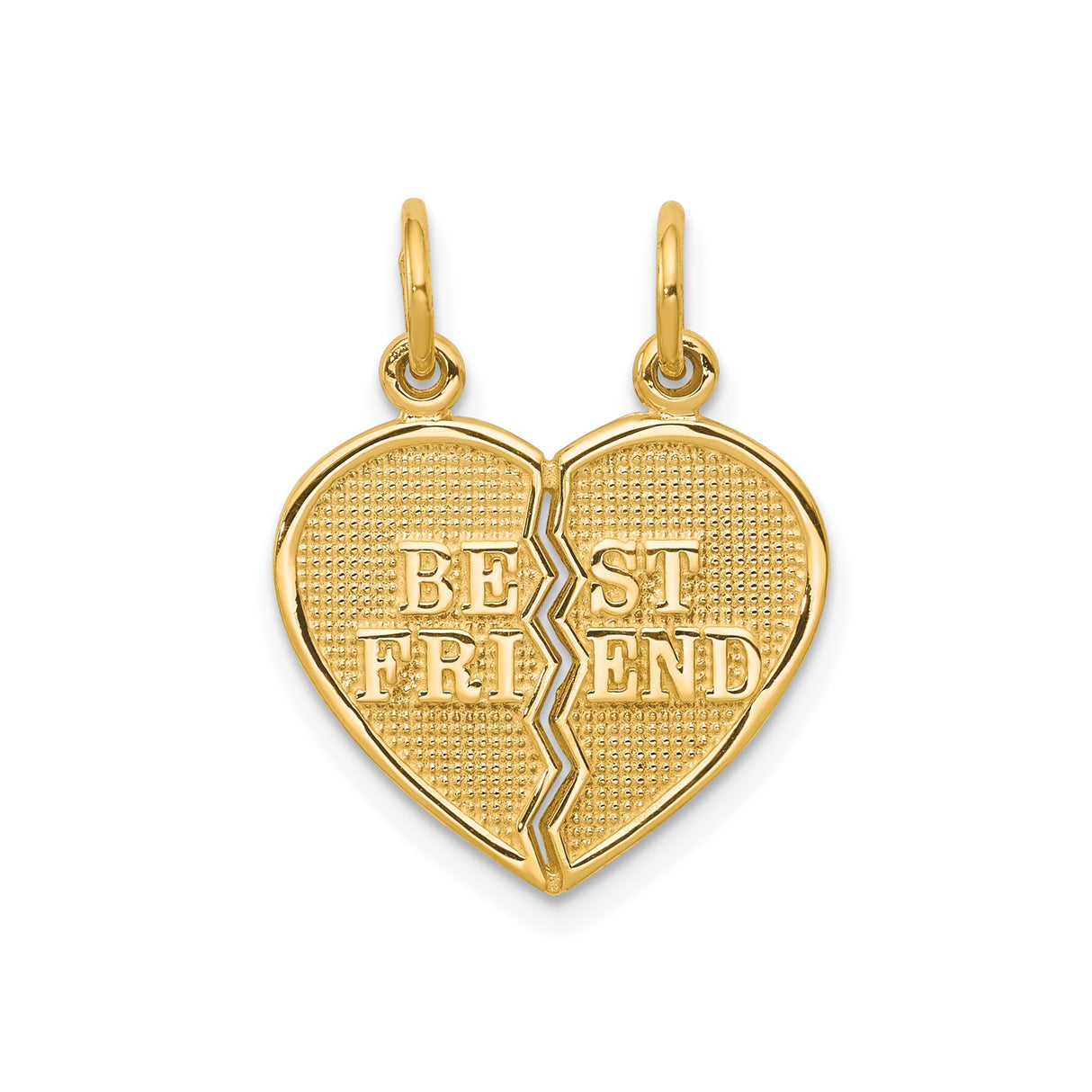 10k Yellow Gold Heart Pendant, Two Piece Break Apart Design, Friendship Charm for Women or Unisex