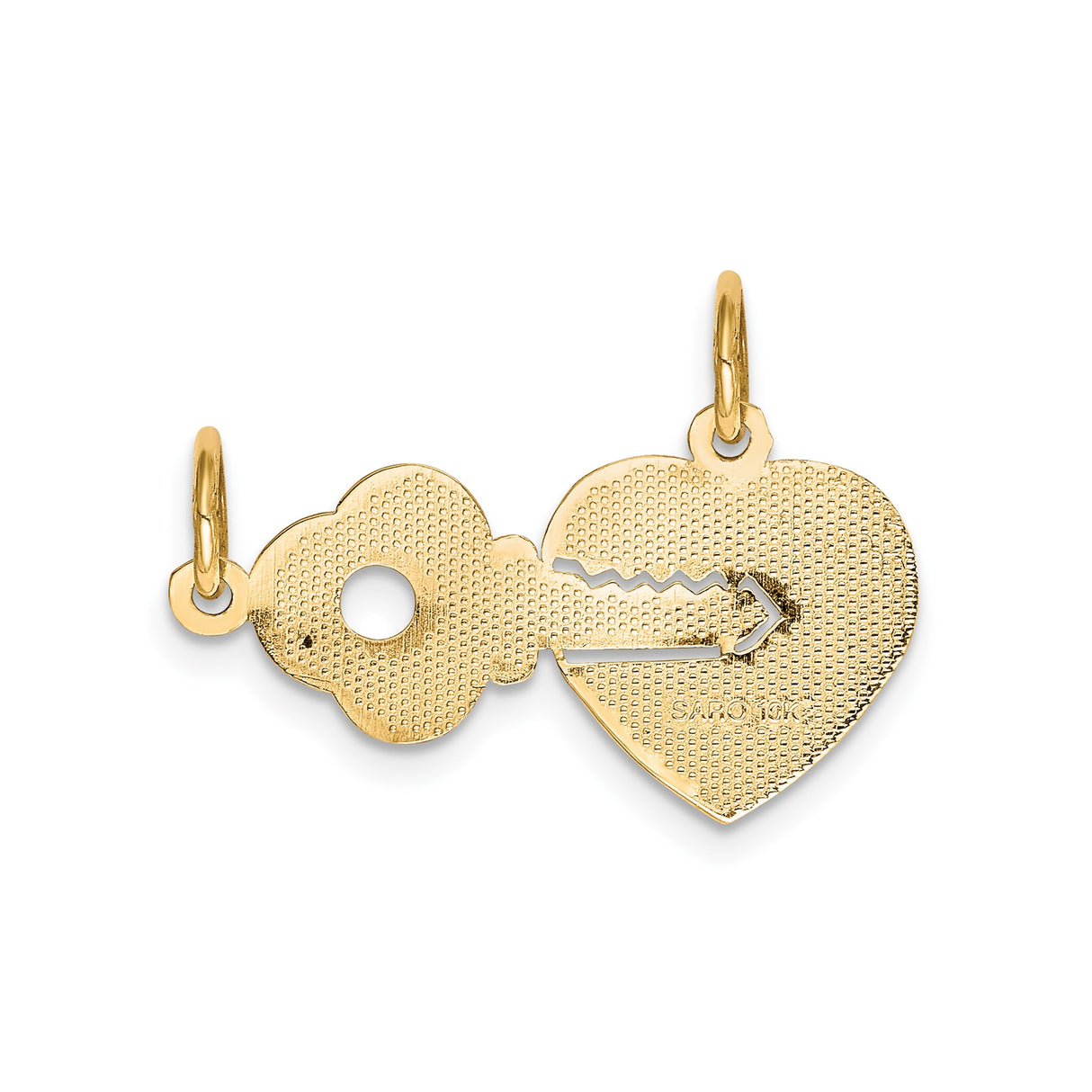 10k Yellow Gold Heart and Key Pendant, Romantic Symbol of Love and Connection for Women