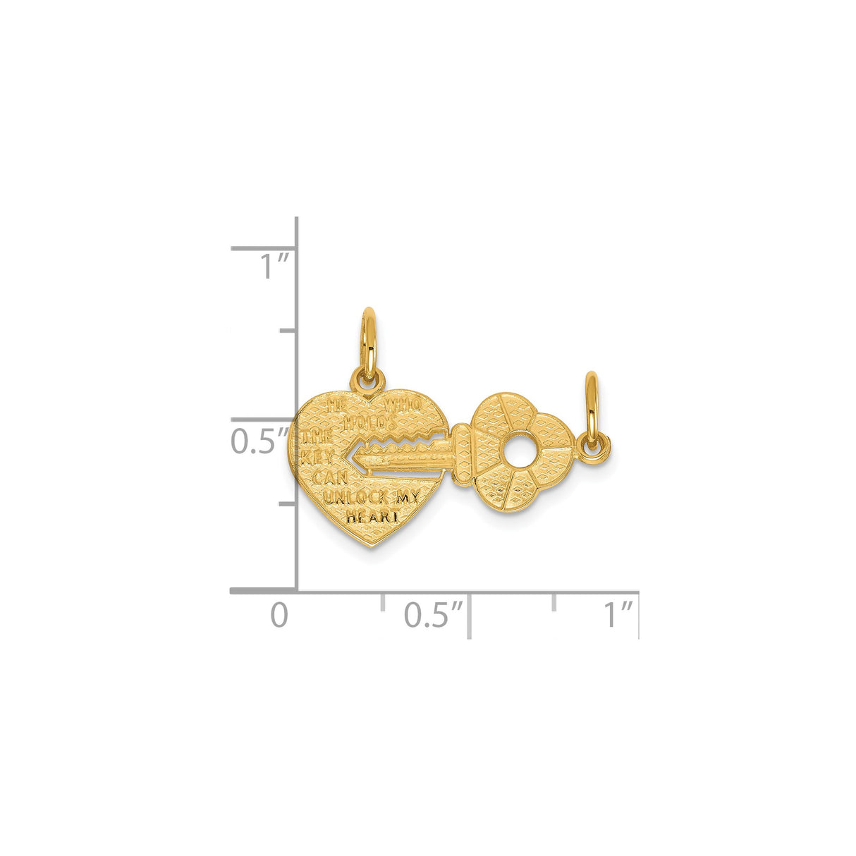 10k Yellow Gold Heart and Key Pendant, Romantic Symbol of Love and Connection for Women