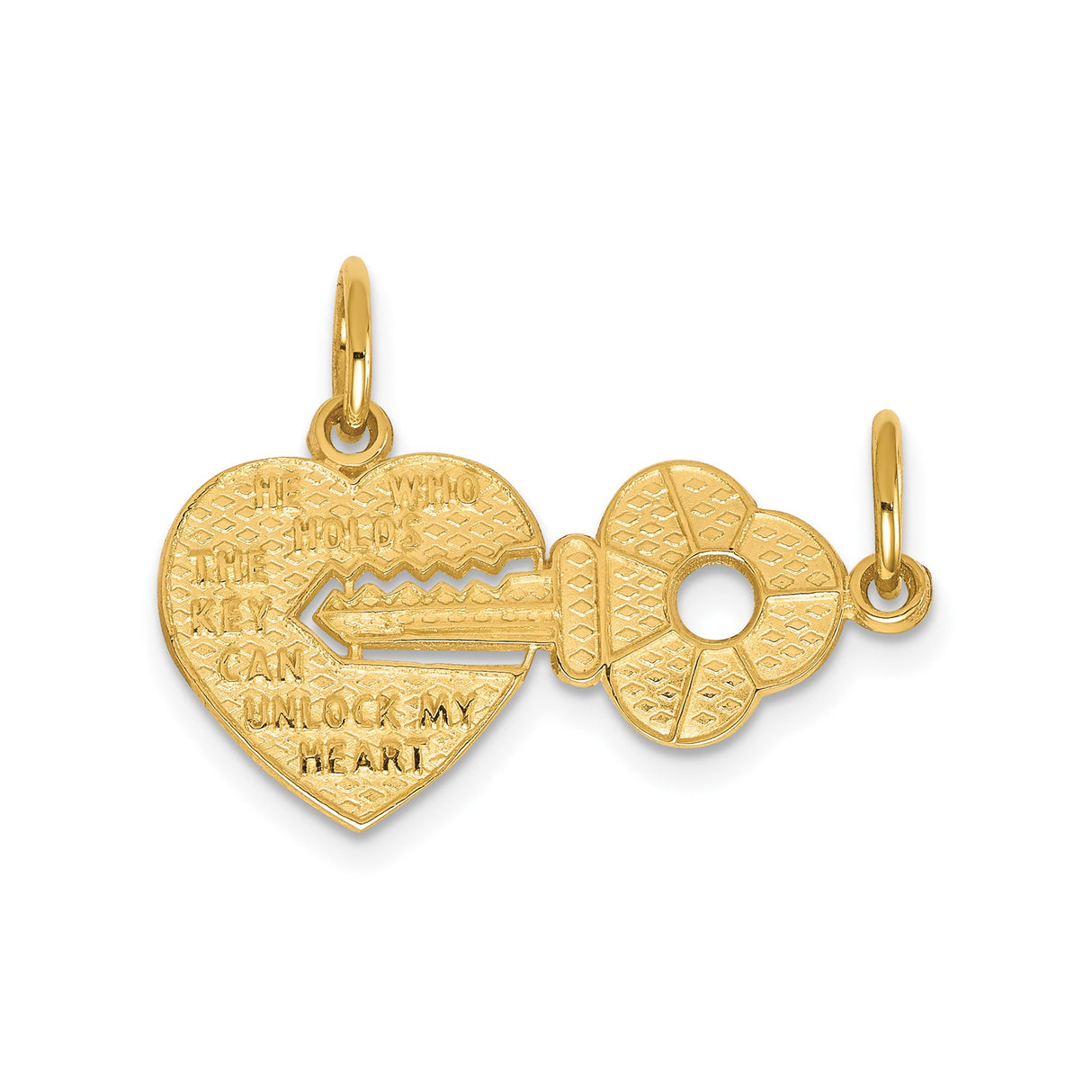 10k Yellow Gold Heart and Key Pendant, Romantic Symbol of Love and Connection for Women