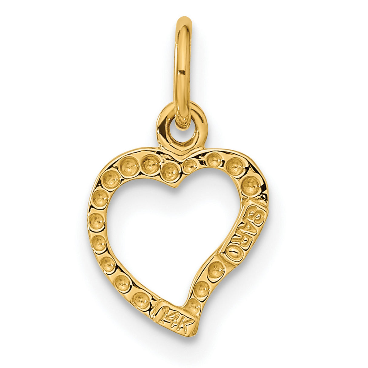 10k Yellow Gold Heart Pendant, Open Hollow Heart Charm, Minimal Design for Women