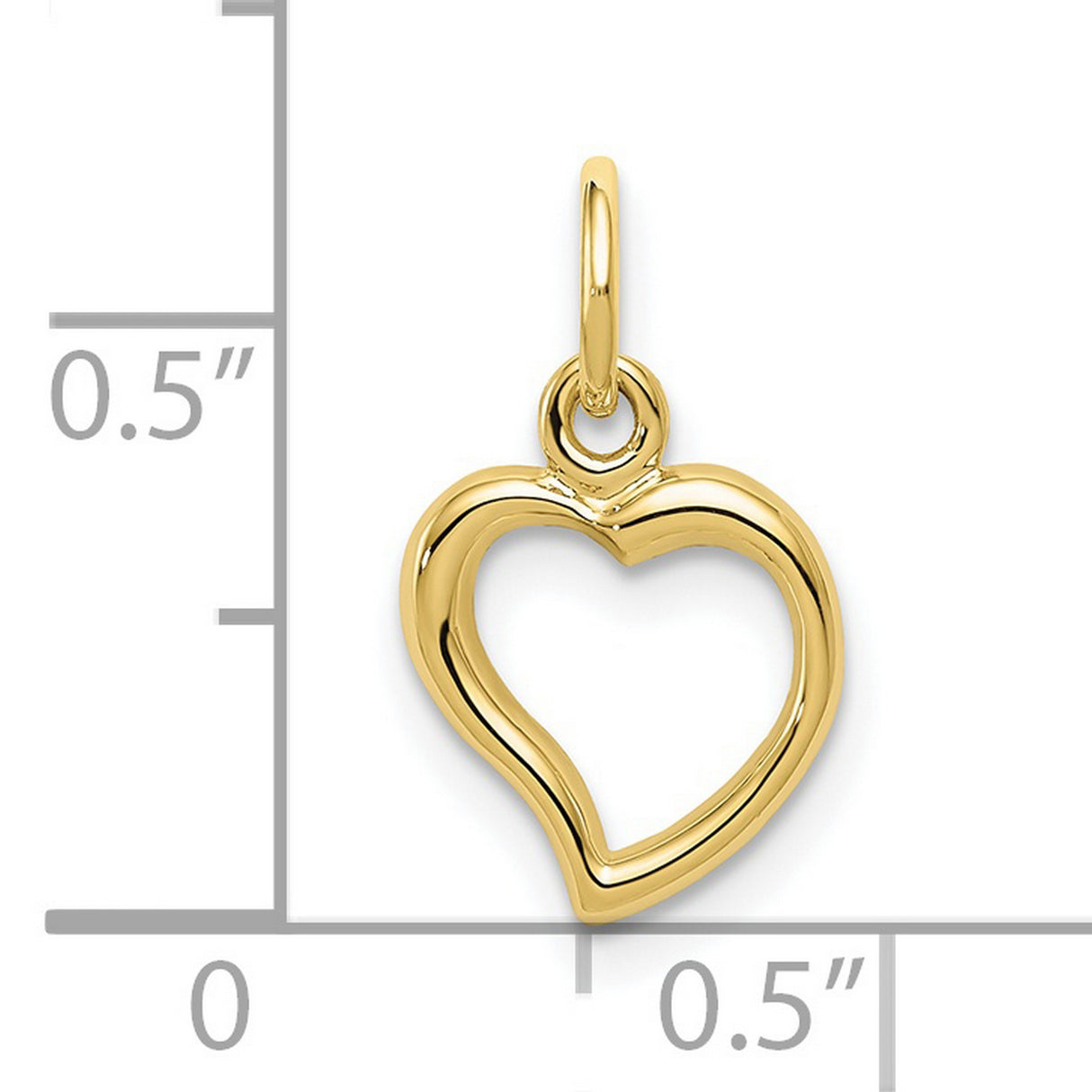 10k Yellow Gold Heart Pendant, Open Hollow Heart Charm, Minimal Design for Women