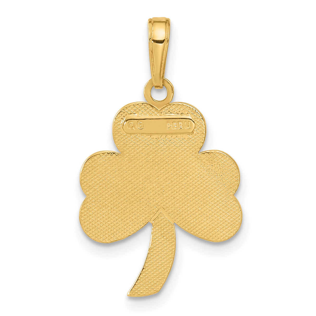 10k Yellow Gold Shamrock Pendant with Green Enamel, Three-Leaf Clover, Irish Heritage Jewelry