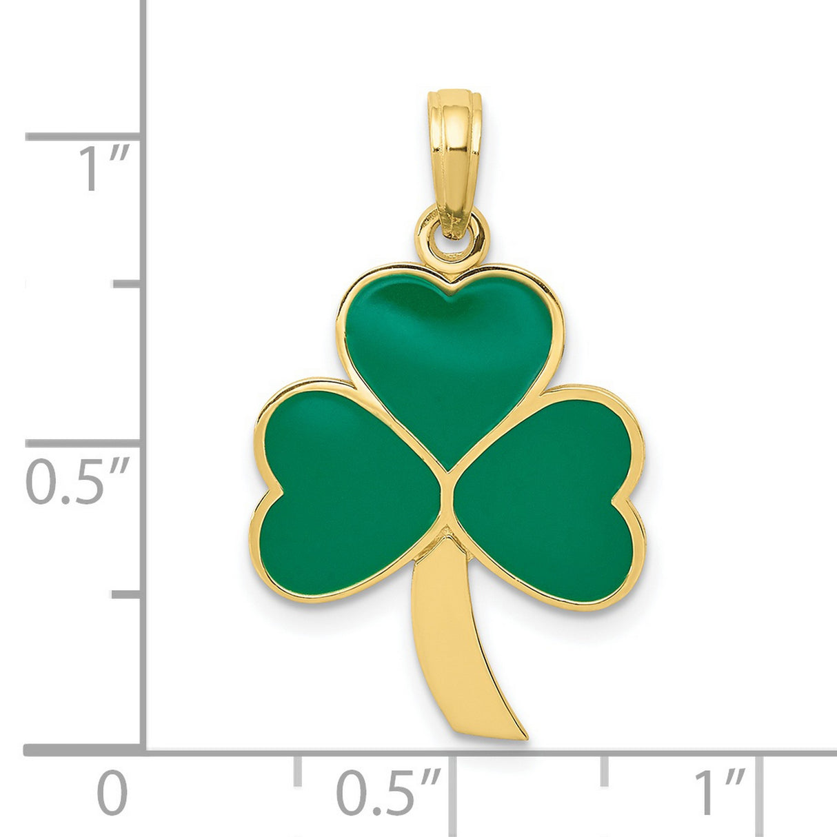 10k Yellow Gold Shamrock Pendant with Green Enamel, Three-Leaf Clover, Irish Heritage Jewelry