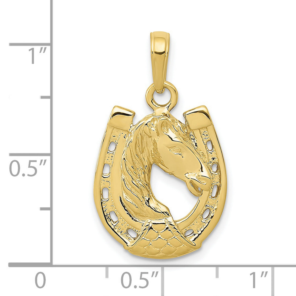 10k Yellow Gold Horse Head Horseshoe Pendant, Western Equestrian Charm