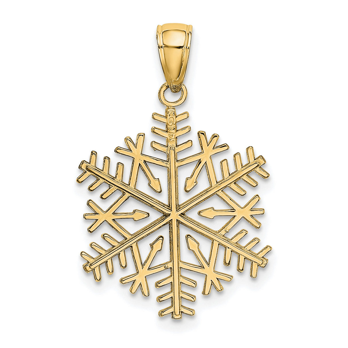 10k Yellow Gold Snowflake Pendant with Six-Point Design, Winter-Inspired Charm