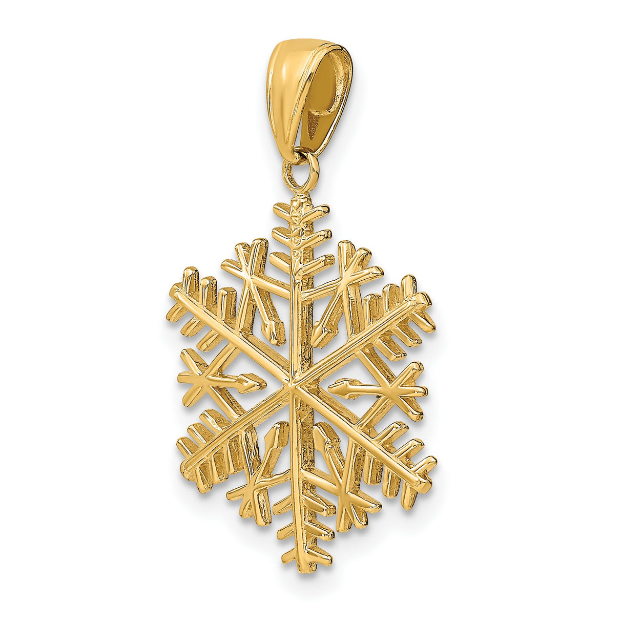 10k Yellow Gold Snowflake Pendant with Six-Point Design, Winter-Inspired Charm