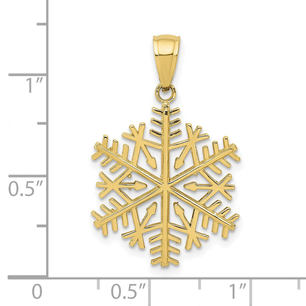 10k Yellow Gold Snowflake Pendant with Six-Point Design, Winter-Inspired Charm