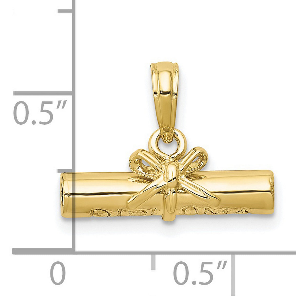10k Yellow Gold Diploma Scroll Pendant with Bow Tie, Graduation Charm, Unisex Academic Jewelry