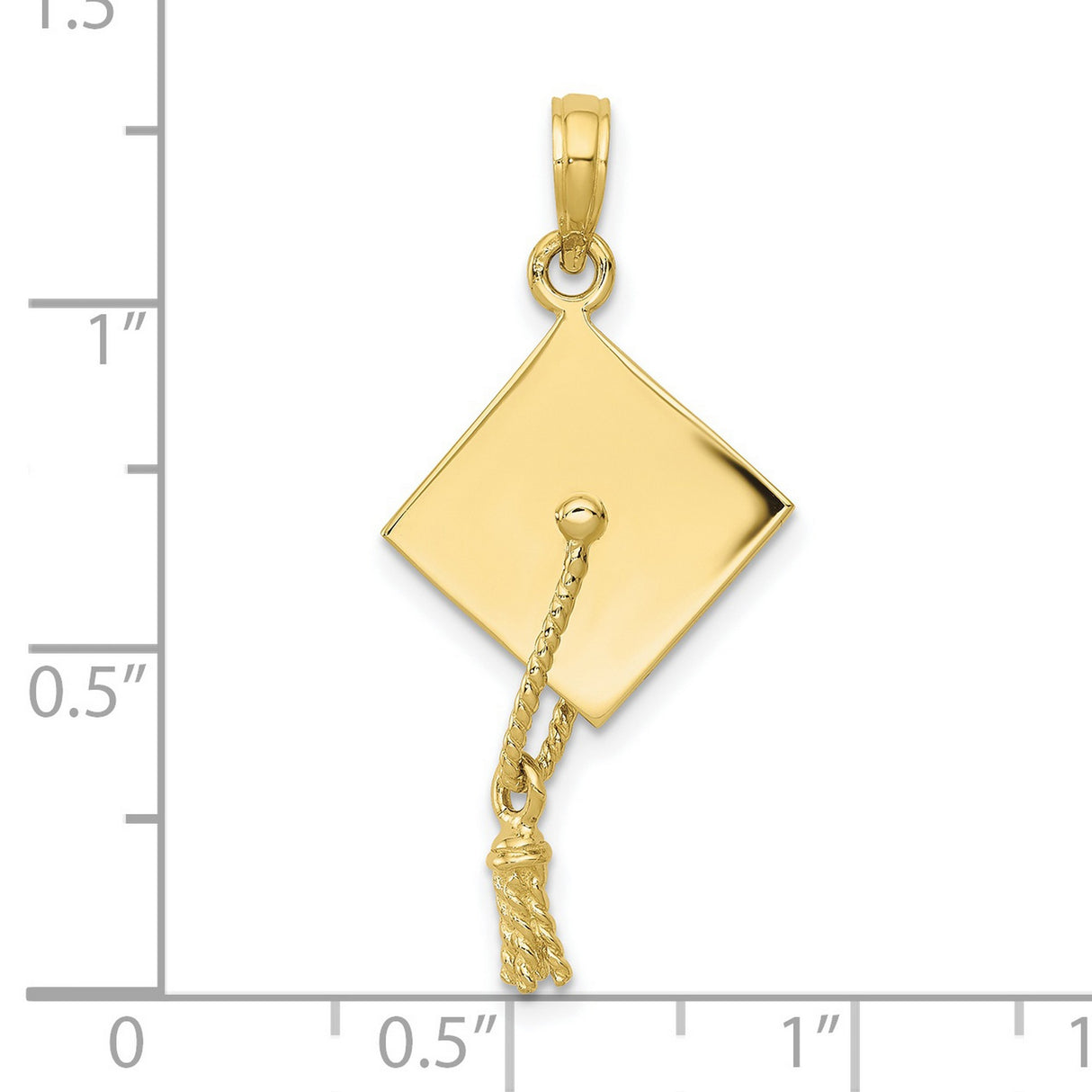 10k Yellow Gold Graduation Cap Pendant with Detailed Tassel, Unisex Academic Charm