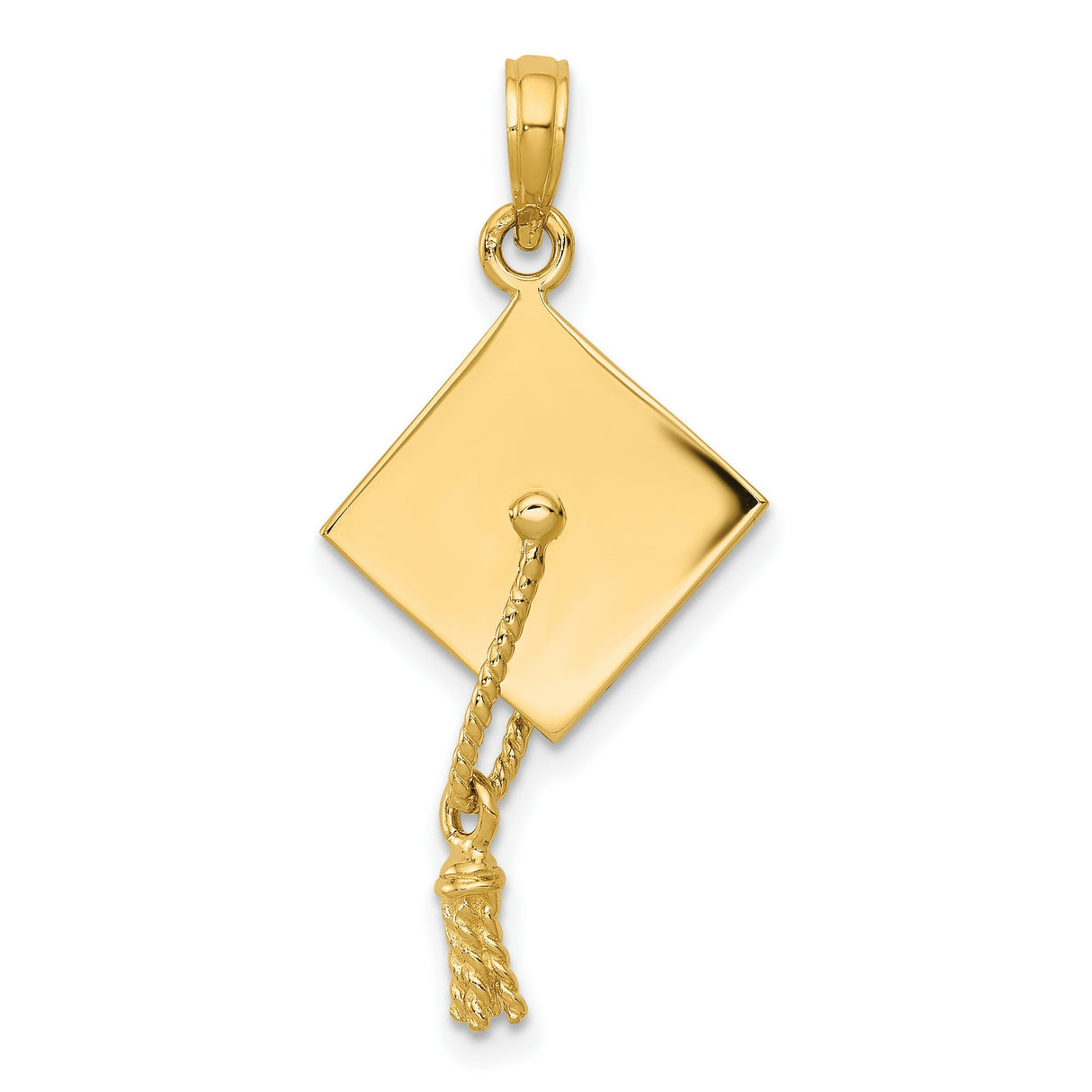10k Yellow Gold Graduation Cap Pendant with Detailed Tassel, Unisex Academic Charm