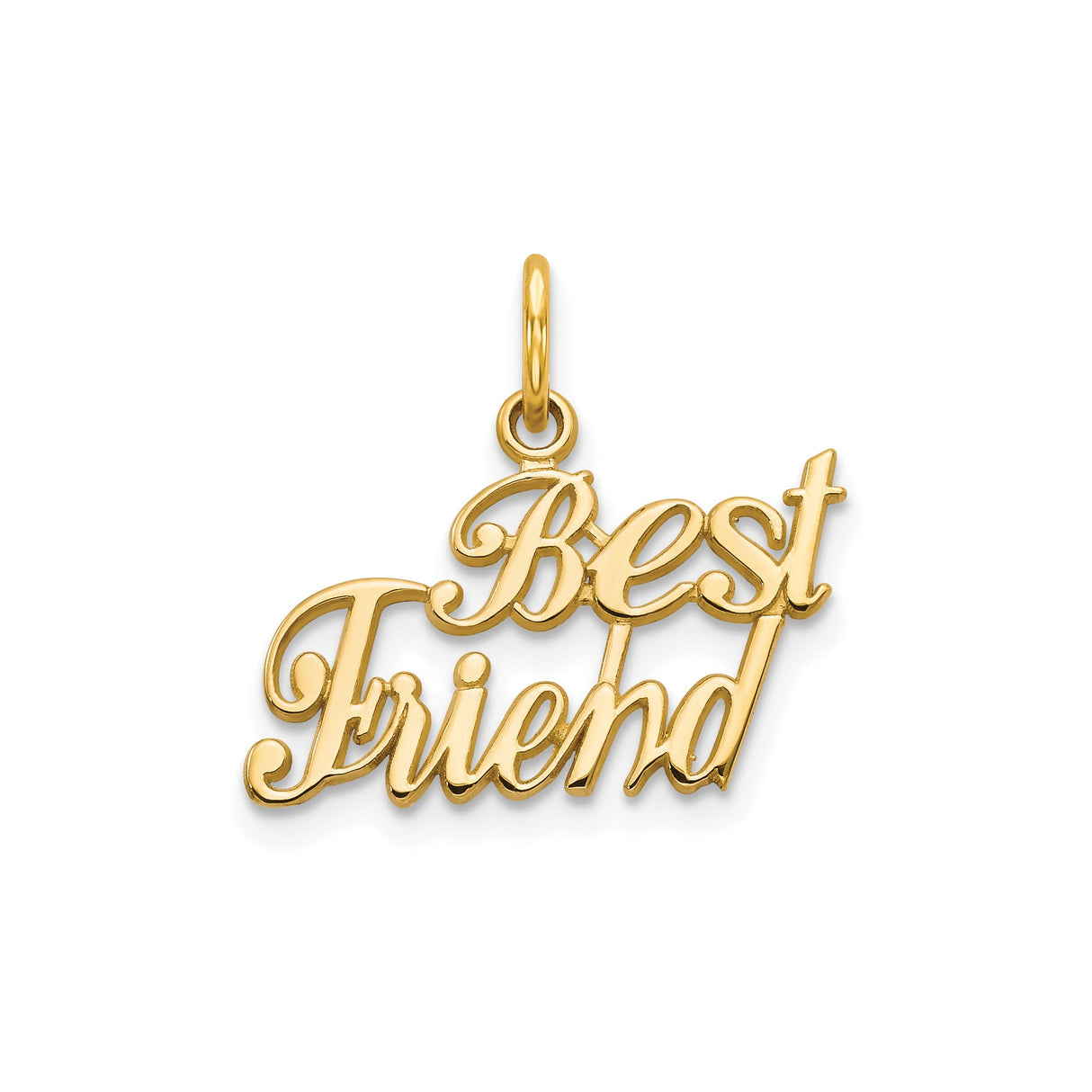 10k Yellow Gold Friend Charm Pendant with Script Lettering, Symbolic Friendship Jewelry for Women