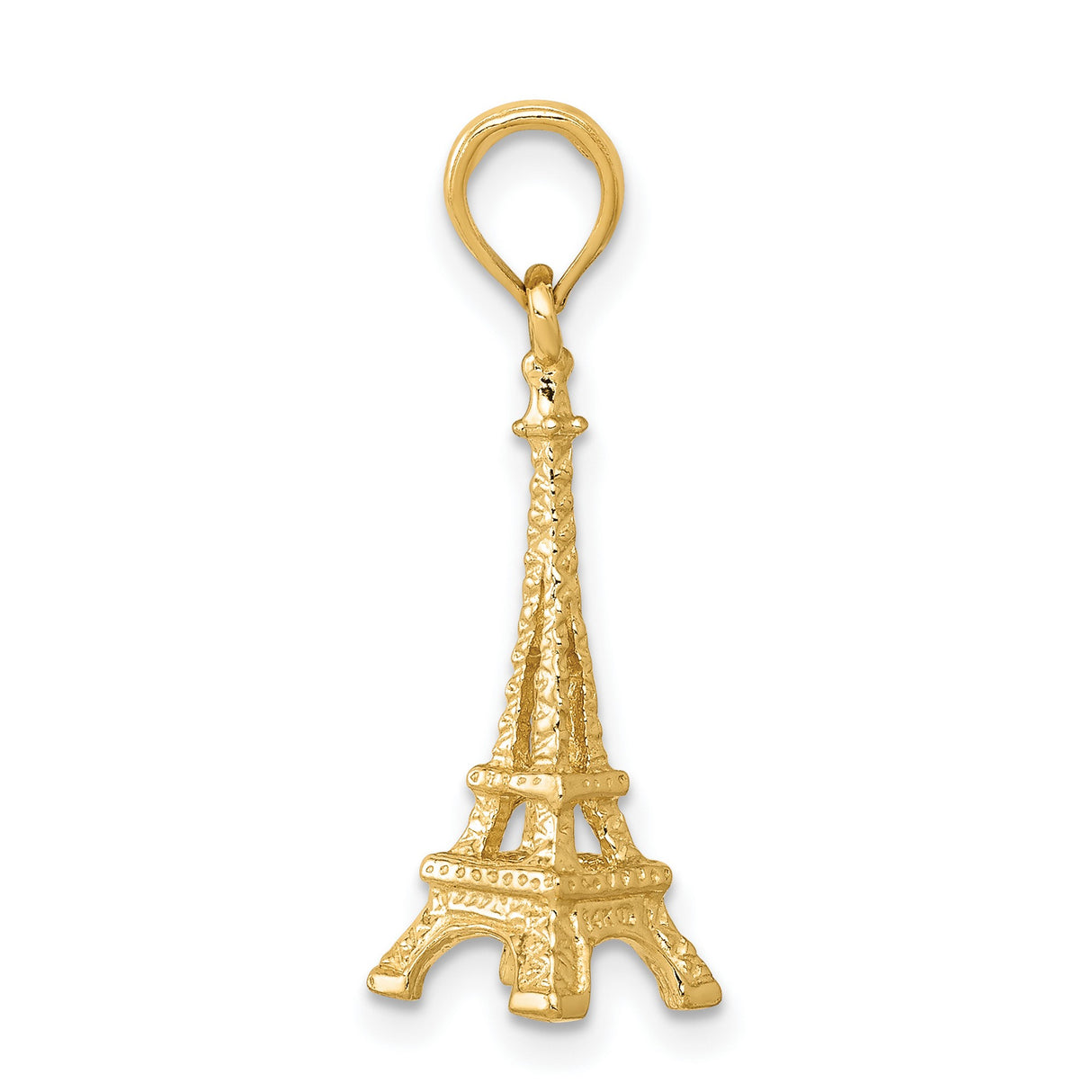 10k Yellow Gold Eiffel Tower Pendant Charm with Paris Landmark Design