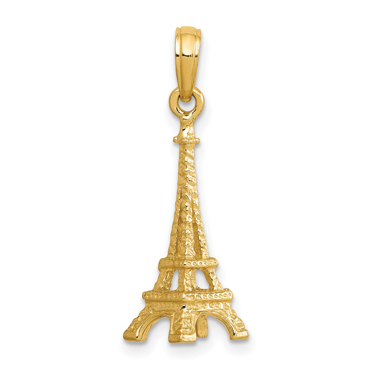 10k Yellow Gold Eiffel Tower Pendant Charm with Paris Landmark Design