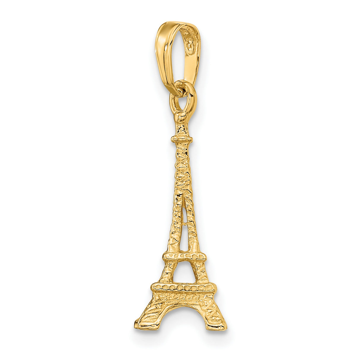 10k Yellow Gold Eiffel Tower Pendant Charm with Paris Landmark Design