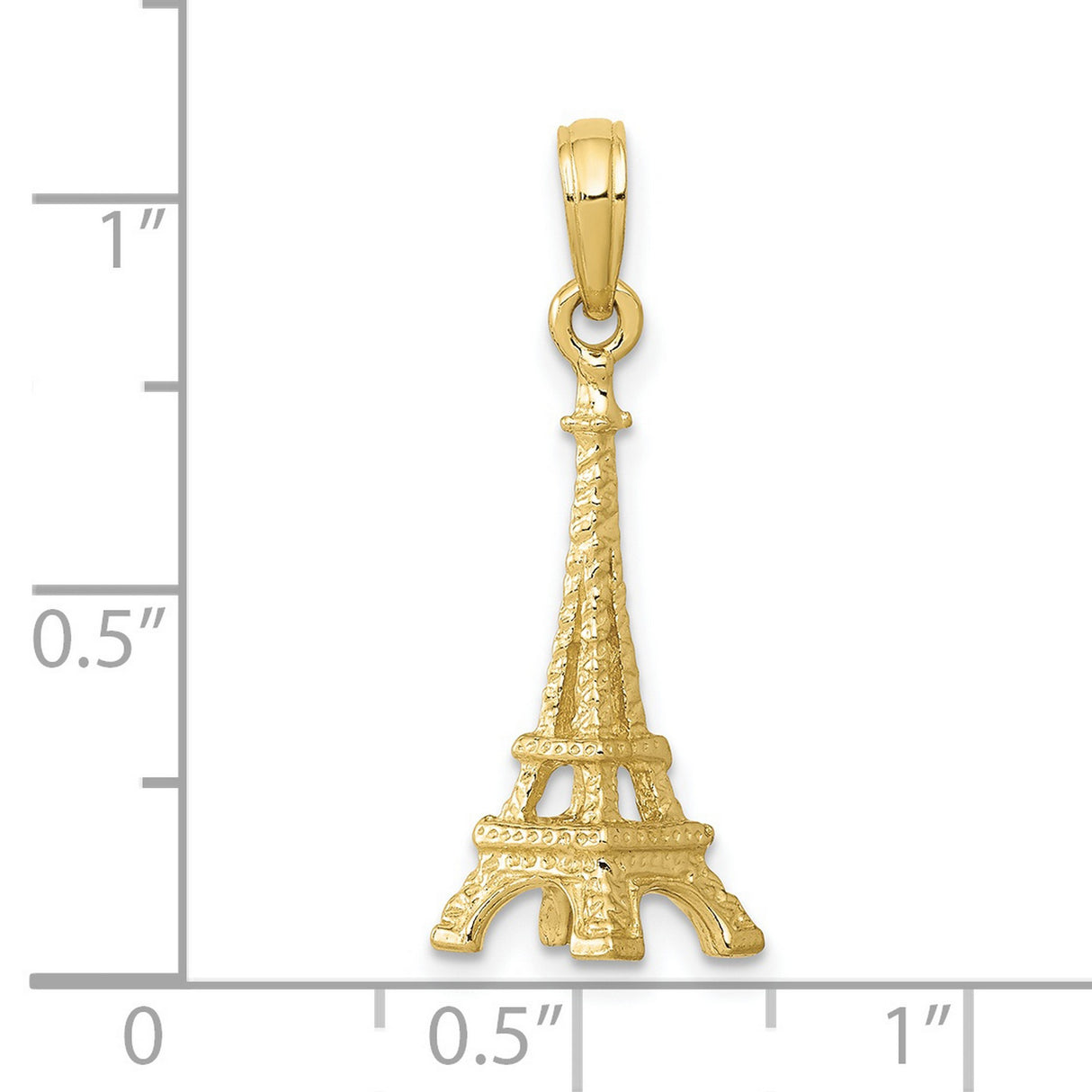 10k Yellow Gold Eiffel Tower Pendant Charm with Paris Landmark Design