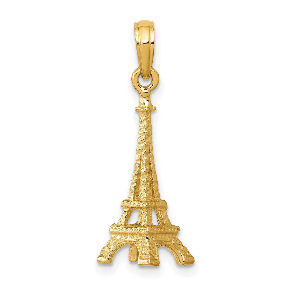 10k Yellow Gold Eiffel Tower Pendant Charm with Paris Landmark Design