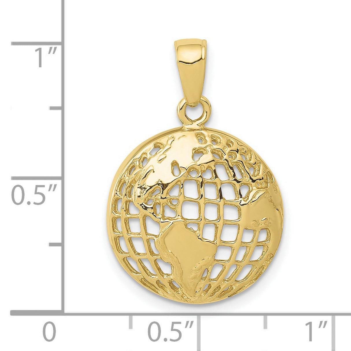 10k Yellow Gold World Map Cutout Pendant, Globe Design, Travel and Explorer Theme, Unisex