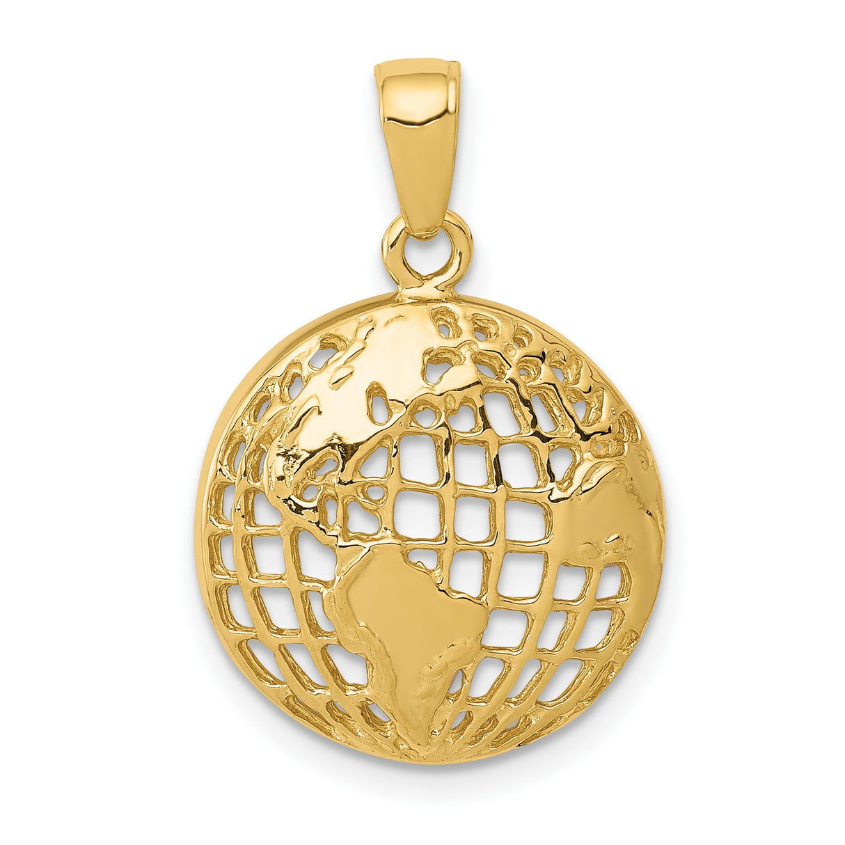 10k Yellow Gold World Map Cutout Pendant, Globe Design, Travel and Explorer Theme, Unisex