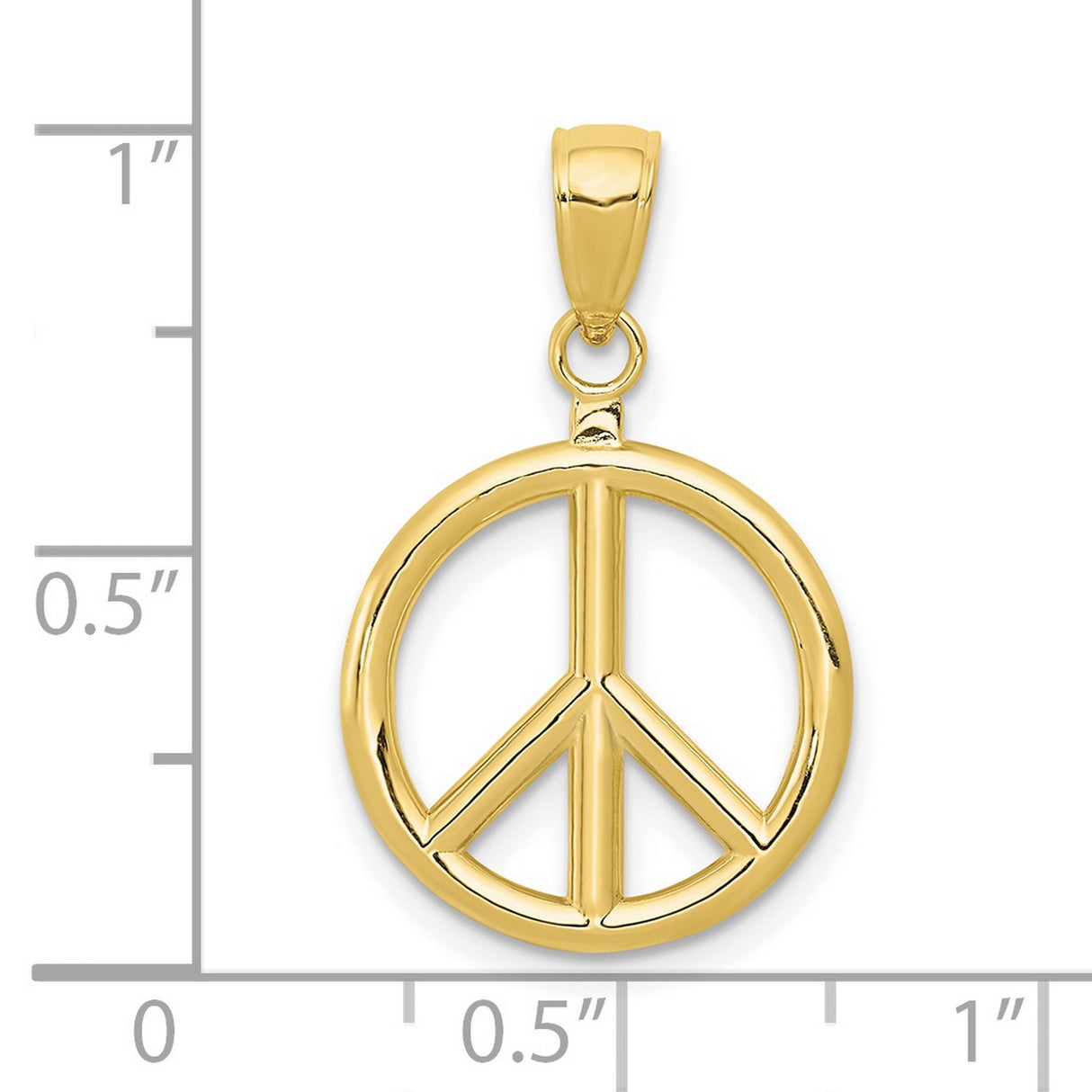 10k Yellow Gold Pendant, Peace Sign Symbol, Retro Boho Charm for Women or Unisex Wear