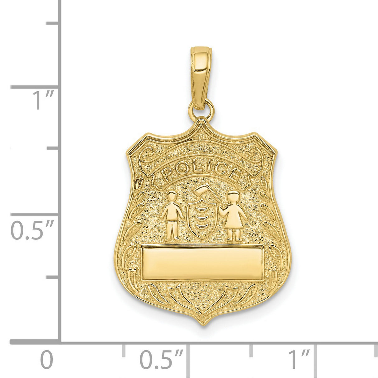 10k Yellow Gold Police Badge Pendant with Shield and Figures, Law Enforcement Symbol