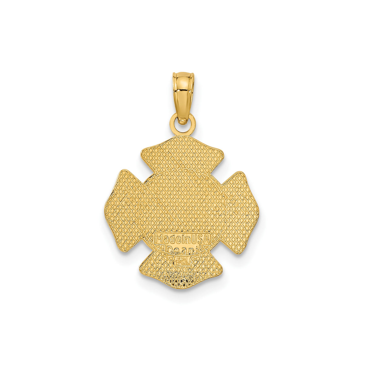 10k Yellow Gold Firefighter Cross Pendant with Saint Florian Engraving and FD Maltese Cross