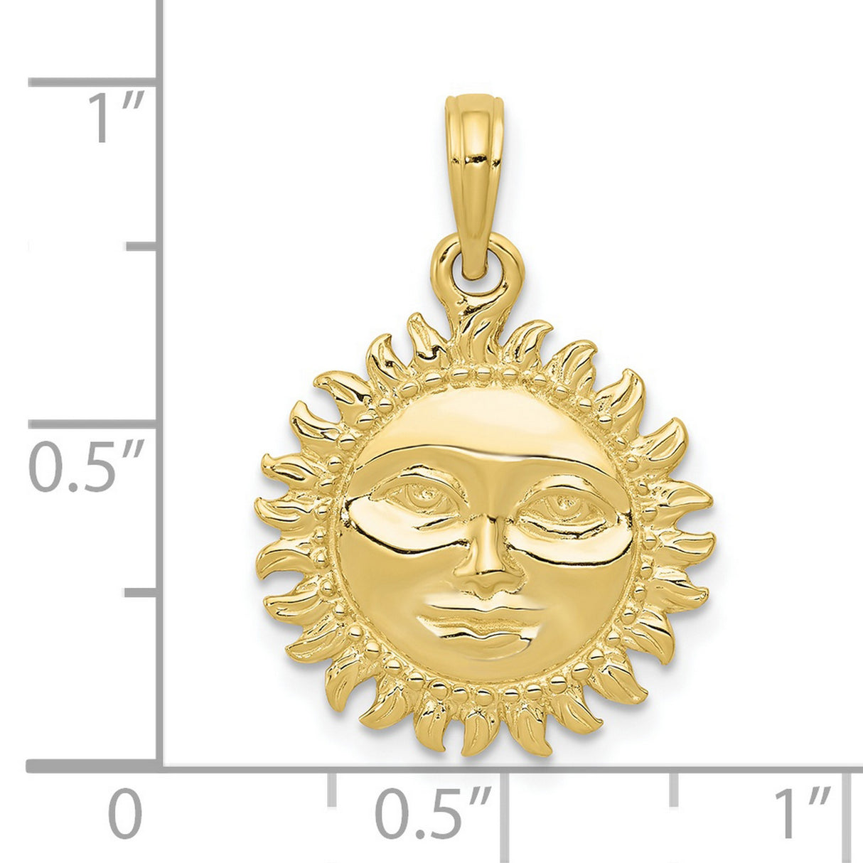 10k Yellow Gold Sun Face Pendant, Celestial Charm with Serene Human Face Design, Boho Astrology Jewelry