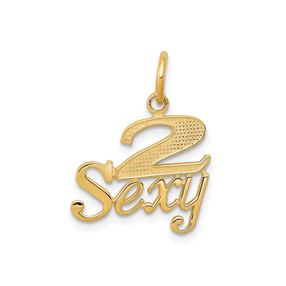 10k Yellow Gold Sexy Pendant Charm, Polished and Textured Statement Jewelry for Women