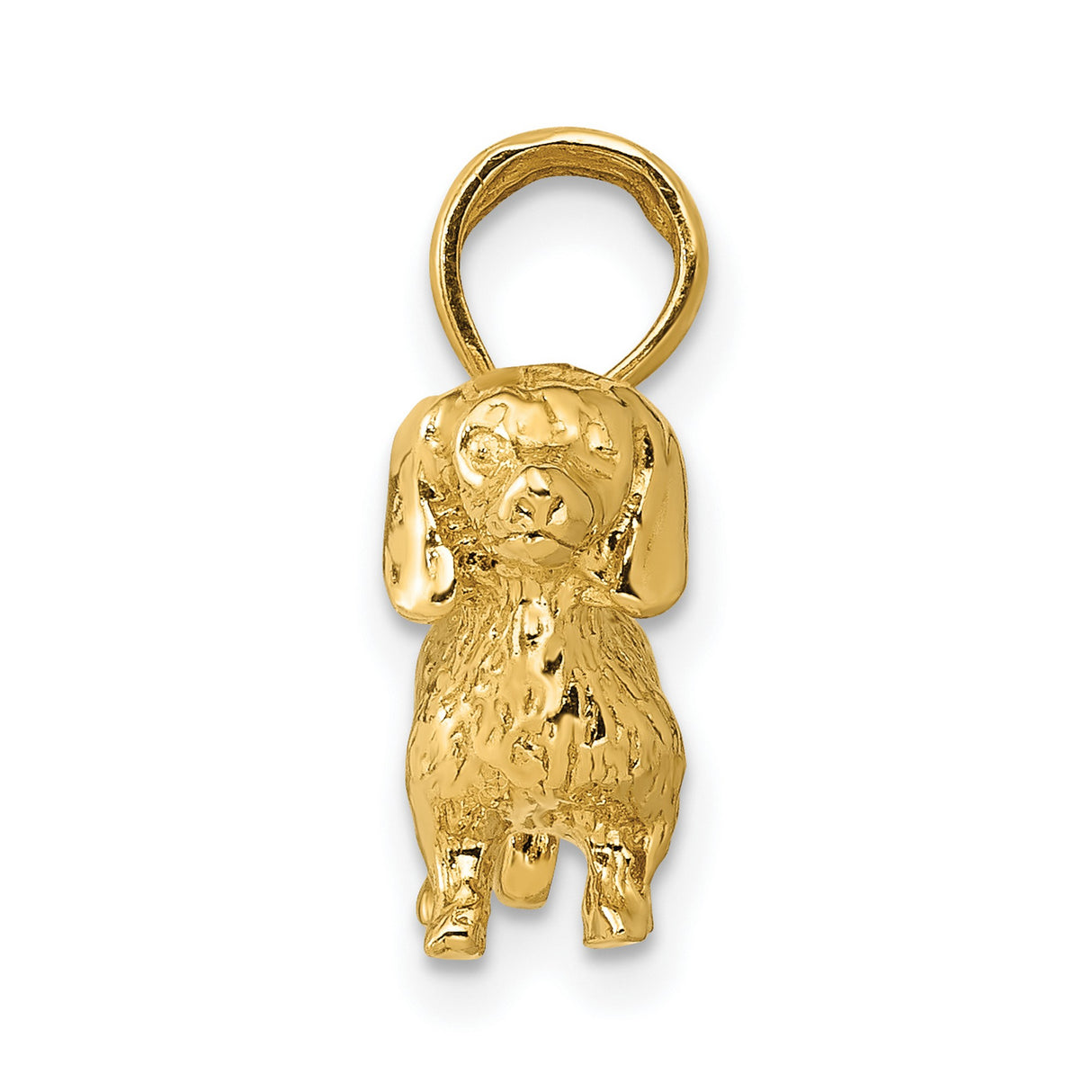 10k Yellow Gold Dachshund Pendant, Realistic Wirehaired Dog Charm, Animal Theme Jewelry