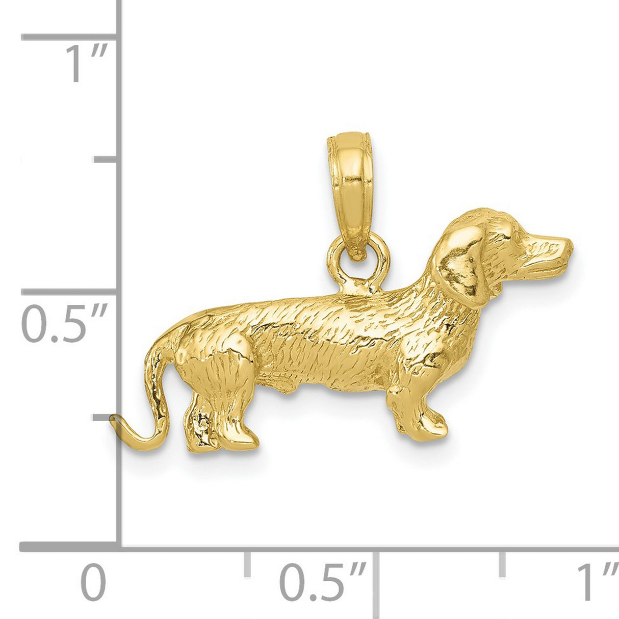 10k Yellow Gold Dachshund Pendant, Realistic Wirehaired Dog Charm, Animal Theme Jewelry