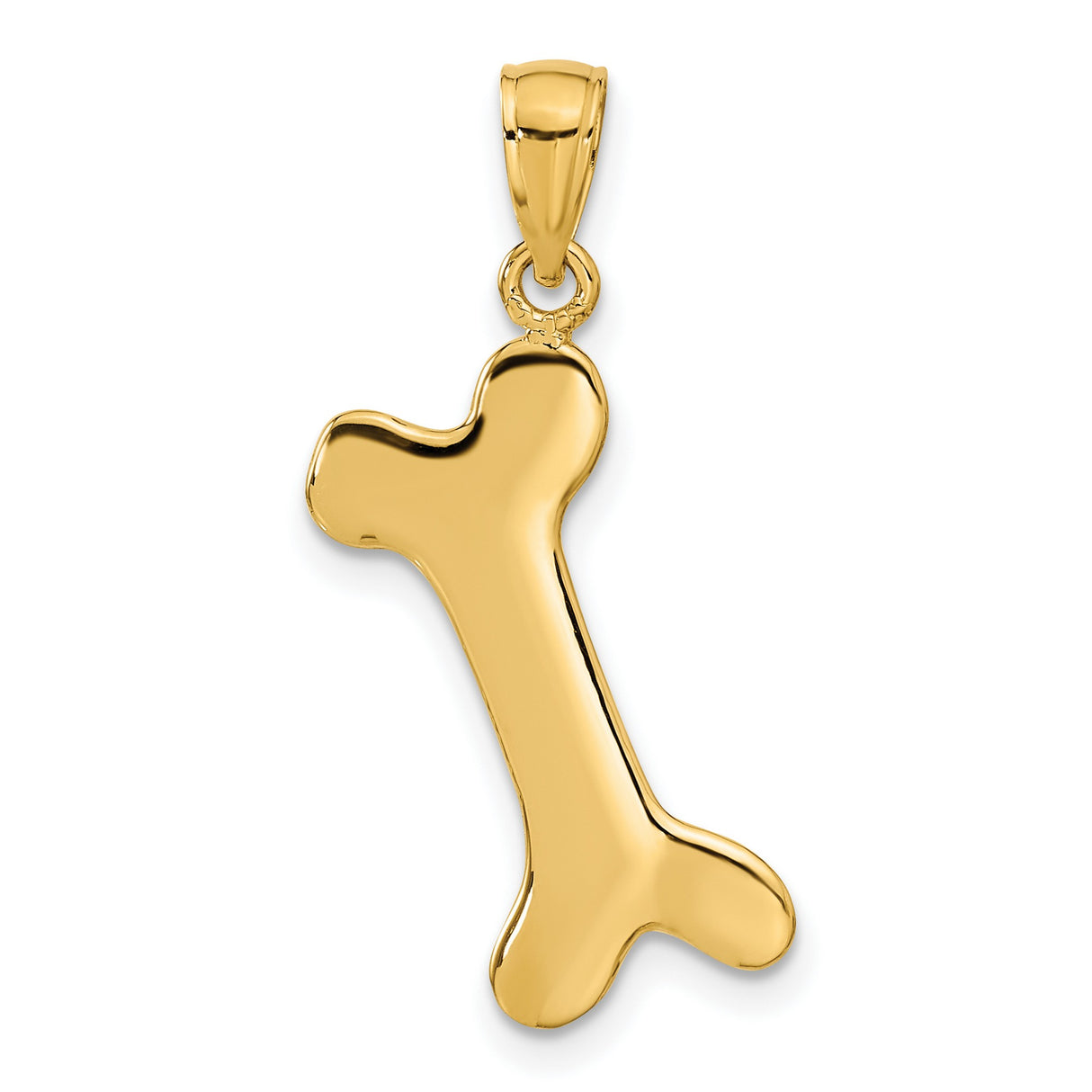 10k Yellow Gold Dog Bone Pendant, Polished Pet Motif Charm for Women or Unisex Wear