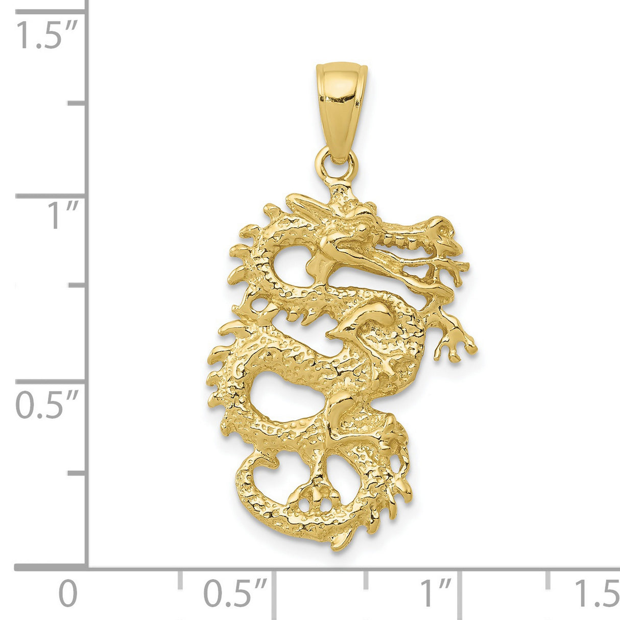 10k Yellow Gold Dragon Pendant, Chinese Style Symbol of Strength and Good Fortune, Unisex Charm