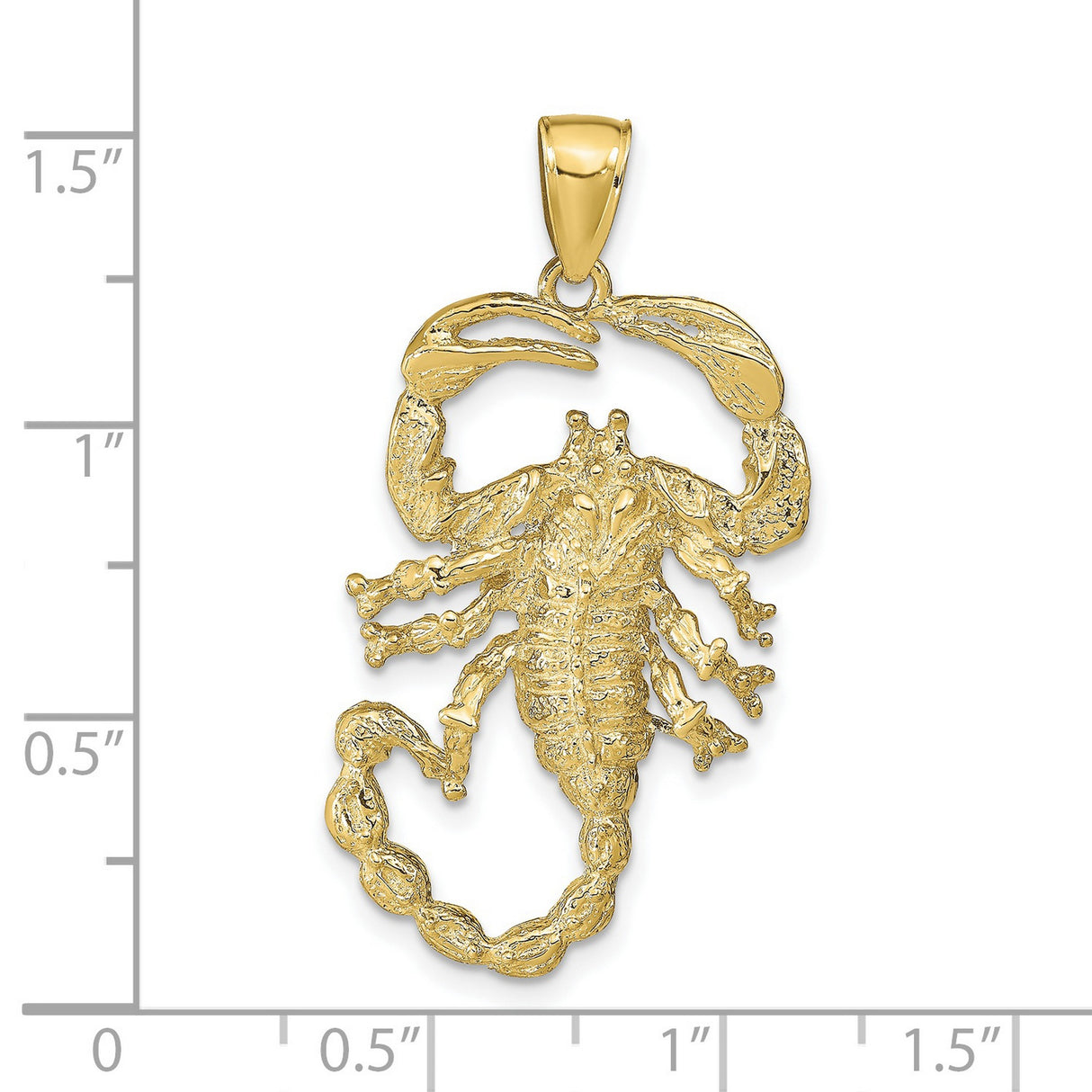 10k Yellow Gold Scorpion Pendant, Zodiac Scorpio Symbol with Celestial Motif for Men or Unisex