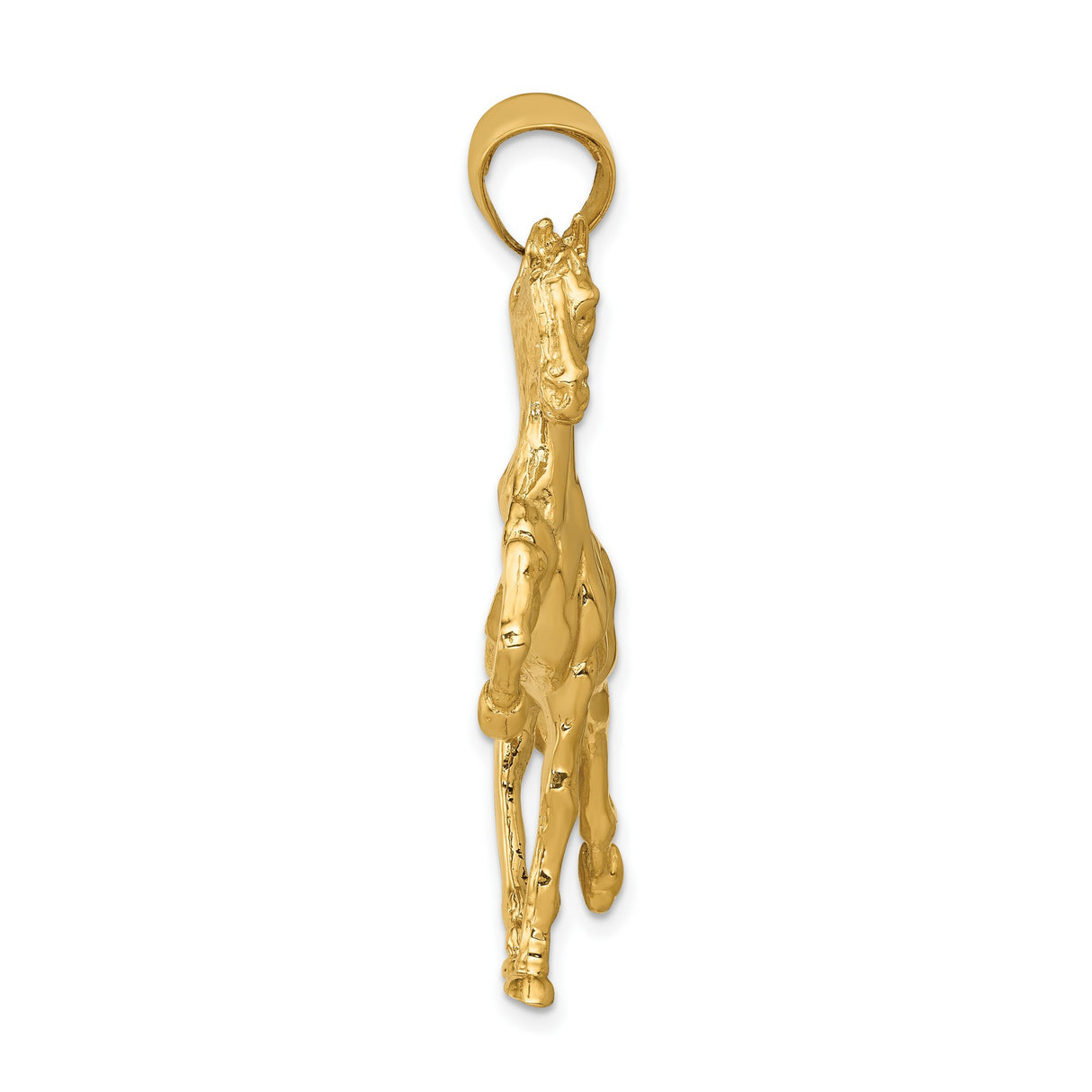 10k Yellow Gold Prancing Horse Pendant, Detailed Stallion Design, Unisex Equestrian Jewelry