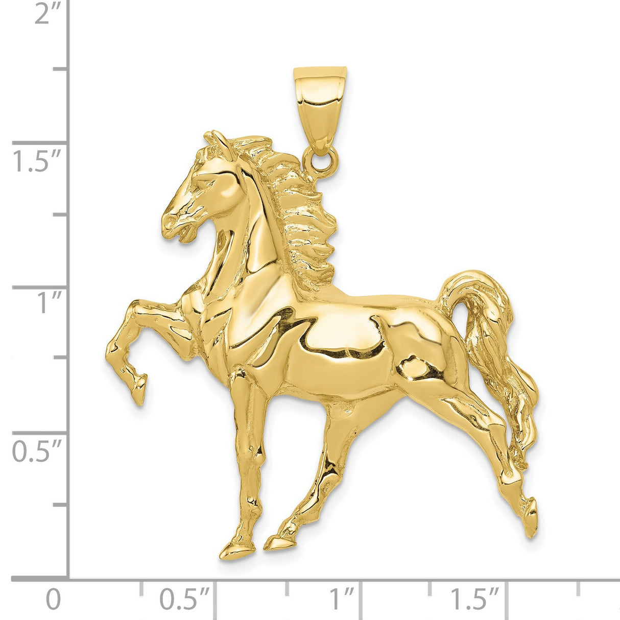 10k Yellow Gold Prancing Horse Pendant, Detailed Stallion Design, Unisex Equestrian Jewelry