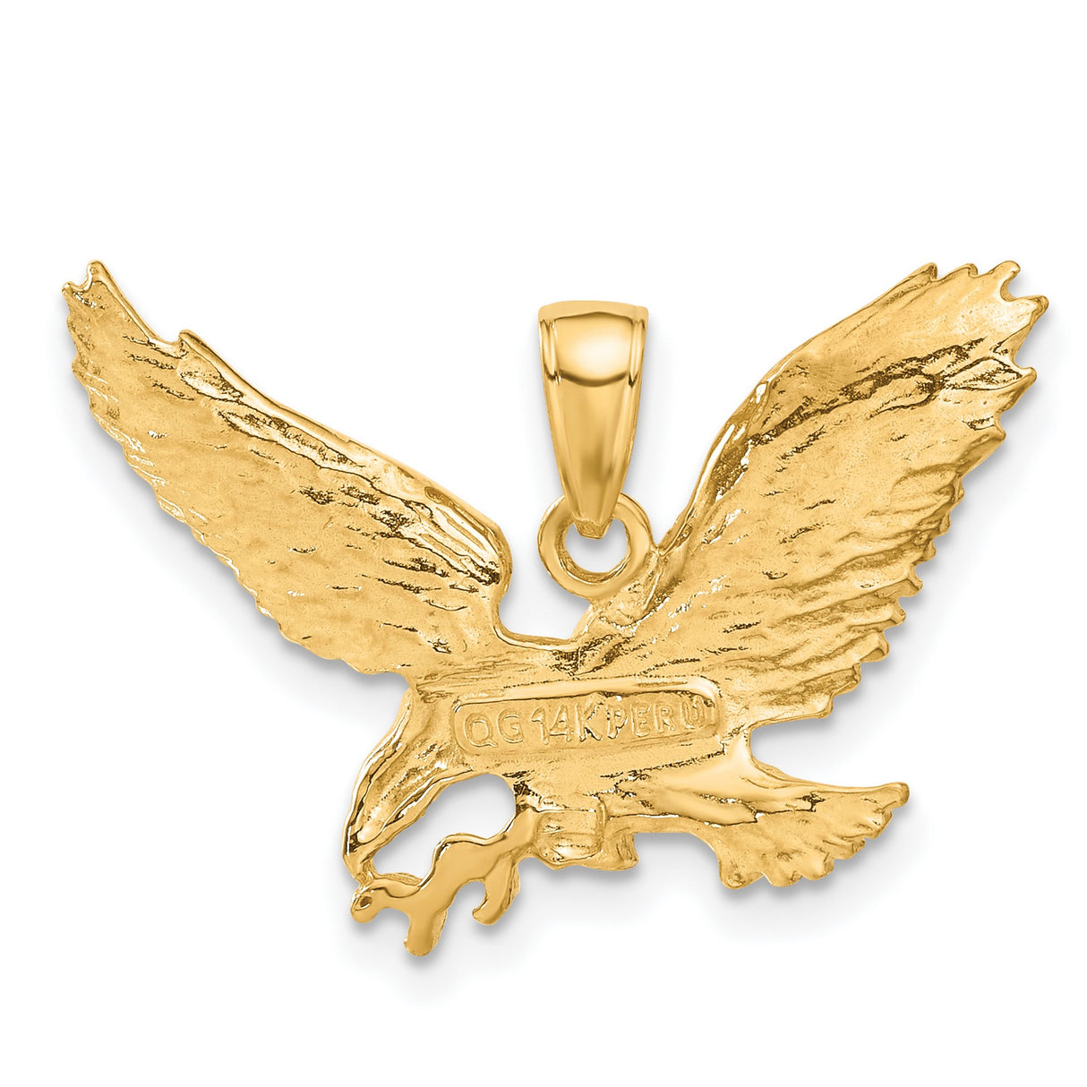 10k Yellow Gold Eagle Pendant with Outstretched Wings, Bold Animal Motif for Men