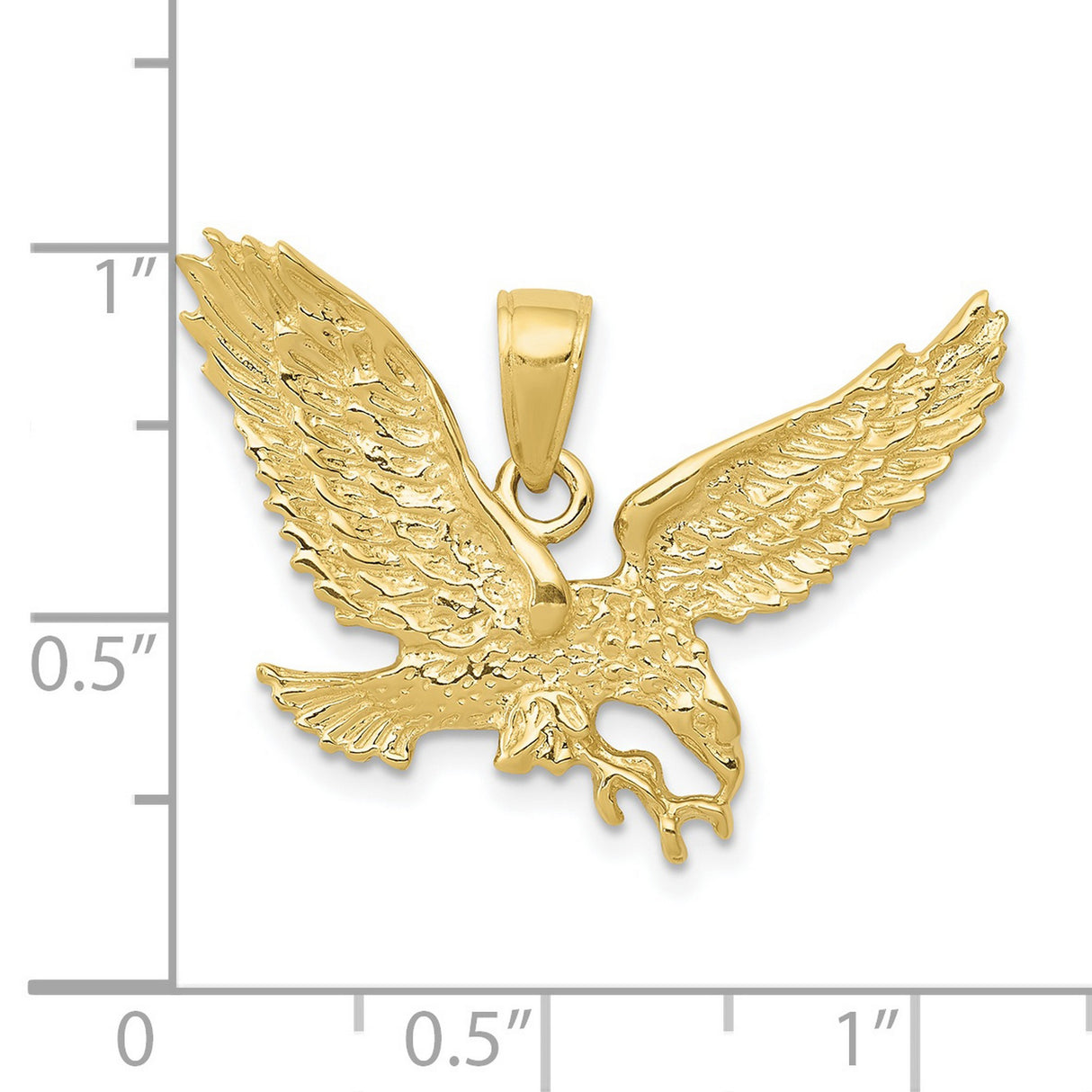 10k Yellow Gold Eagle Pendant with Outstretched Wings, Bold Animal Motif for Men