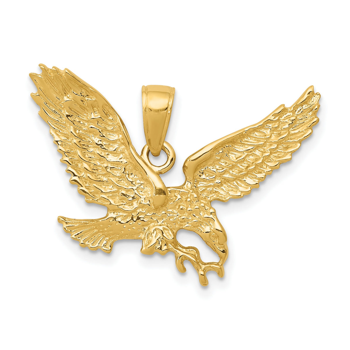 10k Yellow Gold Eagle Pendant with Outstretched Wings, Bold Animal Motif for Men