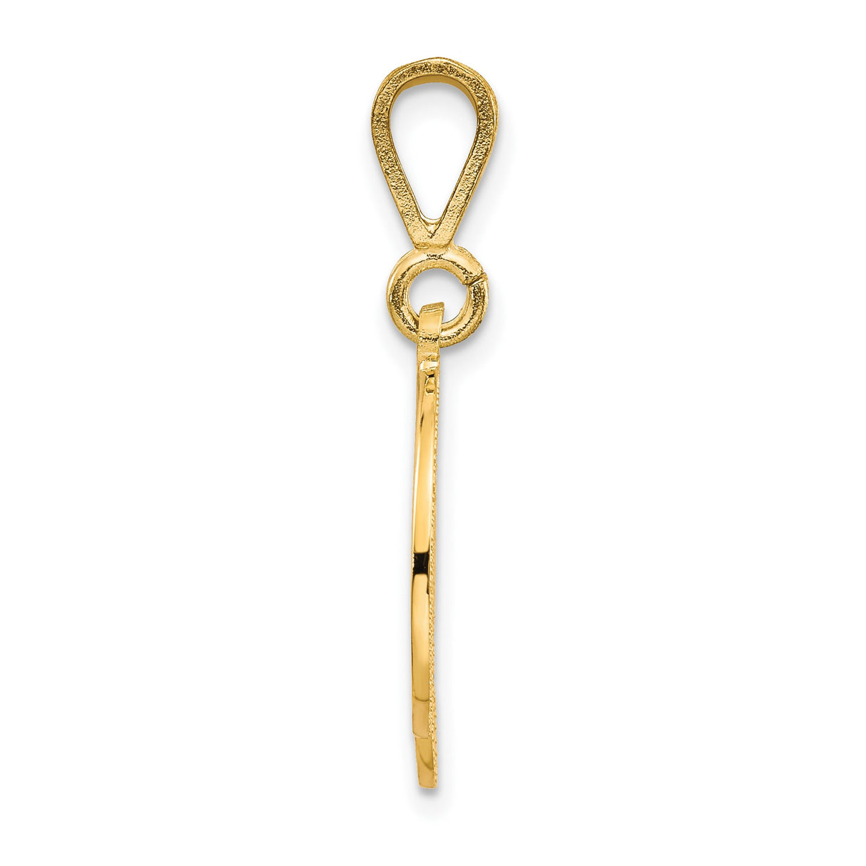 10k Yellow Gold Initial D Pendant, Script Letter Charm with Ornate Filigree Design