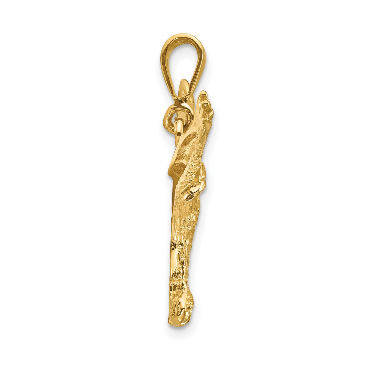 10k Yellow Gold Eagle Pendant with Outstretched Wings, Symbol of Strength and Freedom for Men