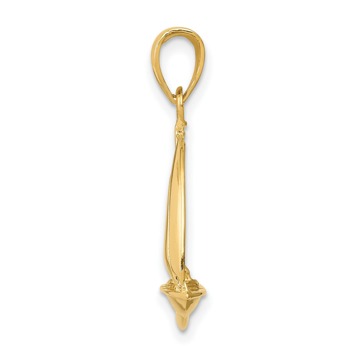 10k Yellow Gold Sailboat Pendant, Nautical Charm with Polished Finish, Maritime Style